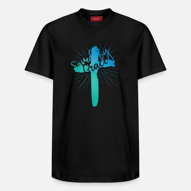 Saved by Grace - Relaxed Unisex Supima Cotton T-Shirt – von SPREAD - Schwarz