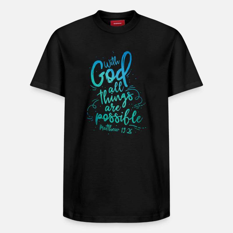 Avec Dieu, tout est possible - T-shirt unisexe décontracté en coton Supima – de SPREAD - noir