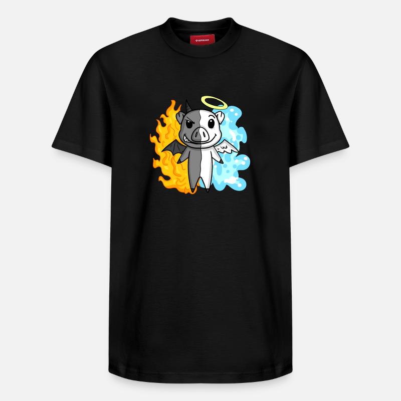 Cochon - Ange et Diable - T-shirt unisexe décontracté en coton Supima – de SPREAD - noir