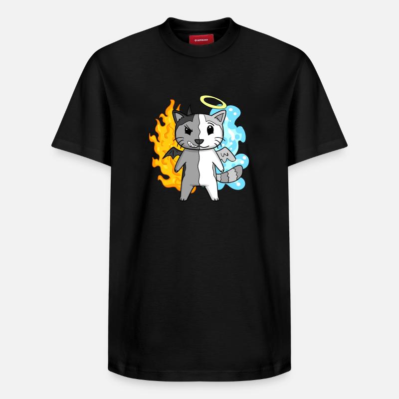 Ange chat et diable - T-shirt unisexe décontracté en coton Supima – de SPREAD - noir