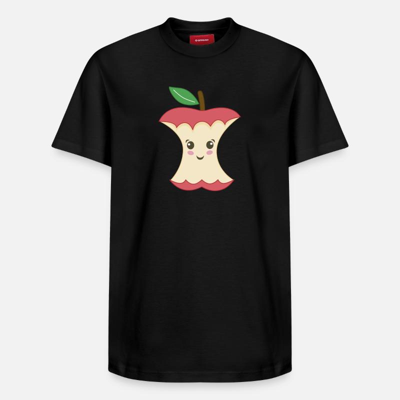 Trognon de Pomme Kawaii - T-shirt unisexe décontracté en coton Supima – de SPREAD - noir