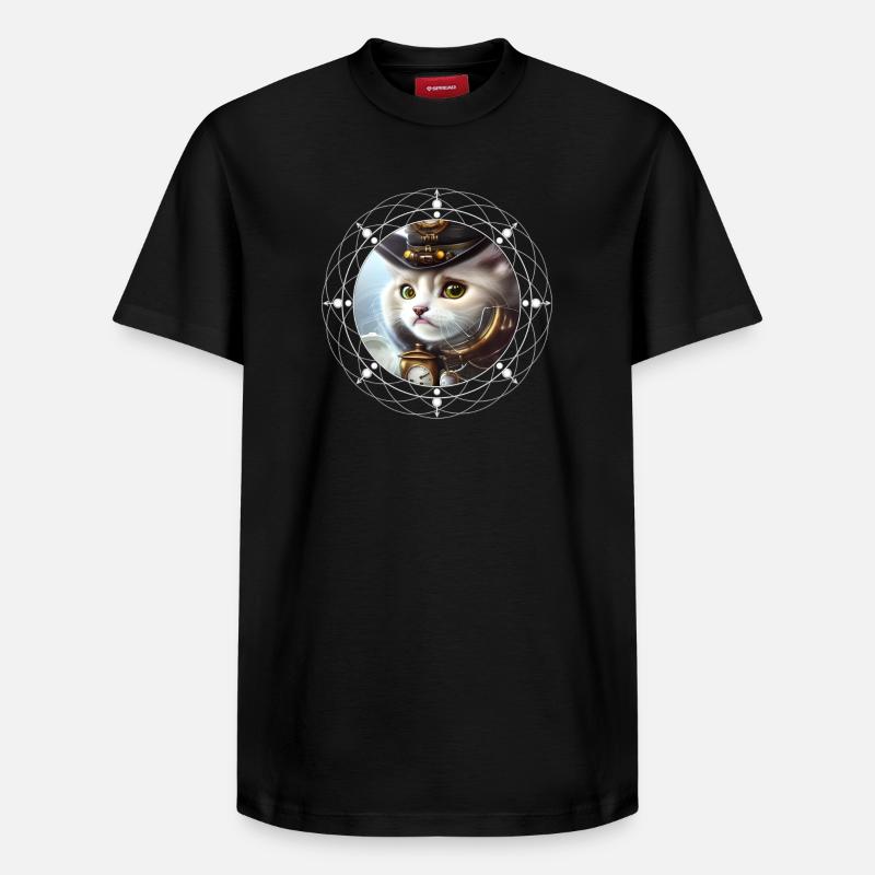 Chaton steampunk mignon - T-shirt unisexe décontracté en coton Supima – de SPREAD - noir