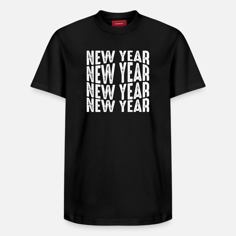 Neujahrs-Wiederholungstextmuster - Relaxed Unisex Supima Cotton T-Shirt – von SPREAD - Schwarz