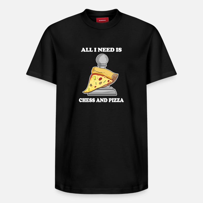 Échecs et pizza - T-shirt unisexe décontracté en coton Supima – de SPREAD - noir