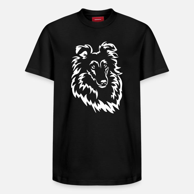 Sheltie Head « Black Edition » - T-shirt unisexe décontracté en coton Supima – de SPREAD - noir