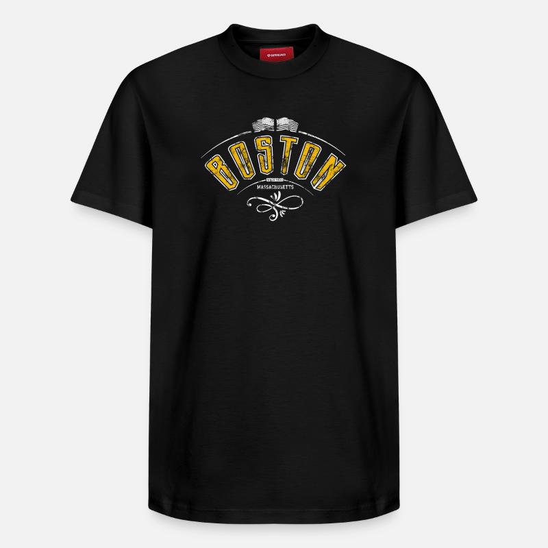 Boston Grunge-Effekt - Relaxed Unisex Supima Cotton T-Shirt – von SPREAD - Schwarz