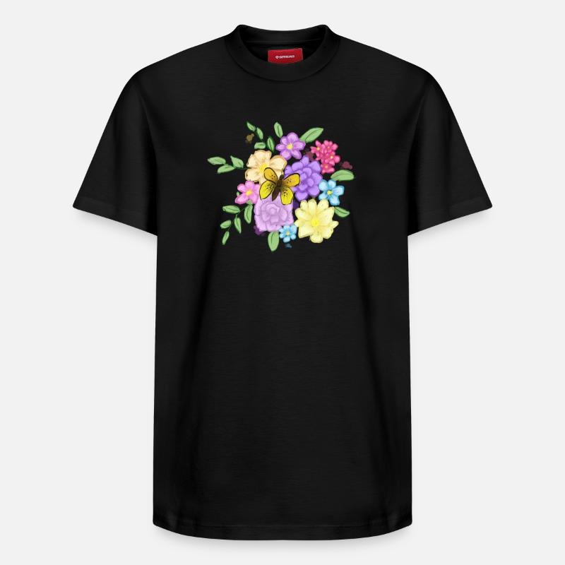 Bouquet de fleurs - T-shirt unisexe décontracté en coton Supima – de SPREAD - noir