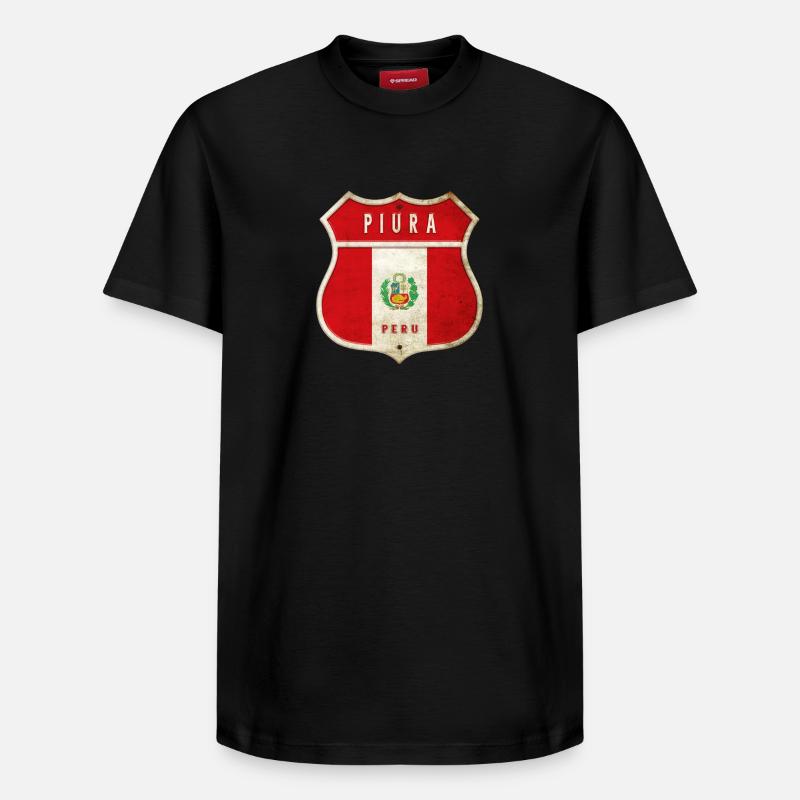 Drapeaux de Piura Pérou - T-shirt unisexe décontracté en coton Supima – de SPREAD - noir