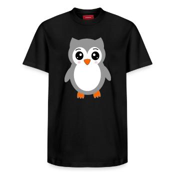 graue Eule - Relaxed Unisex Supima Cotton T-Shirt – von SPREAD - Schwarz - Vorne - AI Model Female 172 light (172cm) & AI Model Male 178 light (178cm)