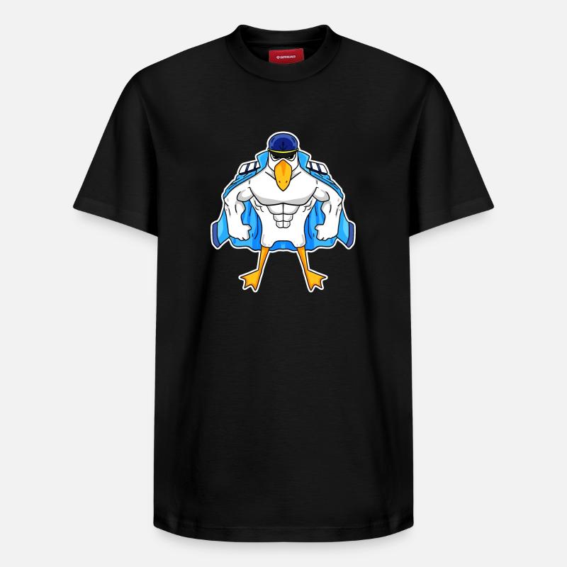 Mouette musclée Mouette Cadeau - T-shirt unisexe décontracté en coton Supima – de SPREAD - noir