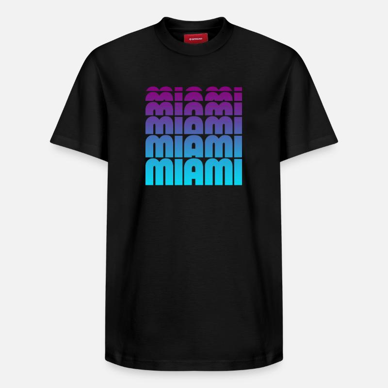 Miami Gradient Grid - Relaxed Unisex Supima Cotton T-Shirt – von SPREAD - Schwarz