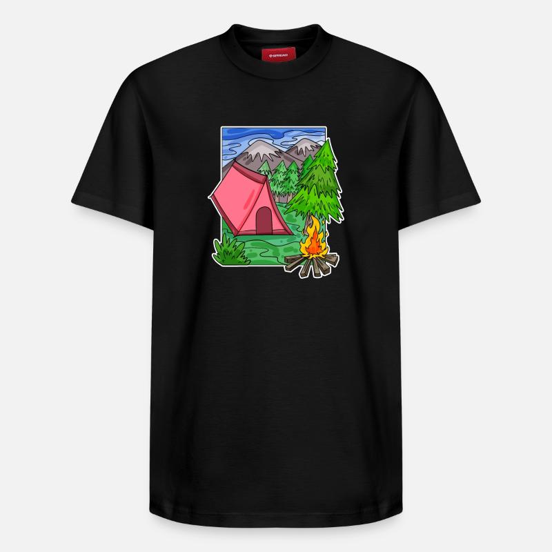 Camping Camping Motif - T-shirt unisexe décontracté en coton Supima – de SPREAD - noir
