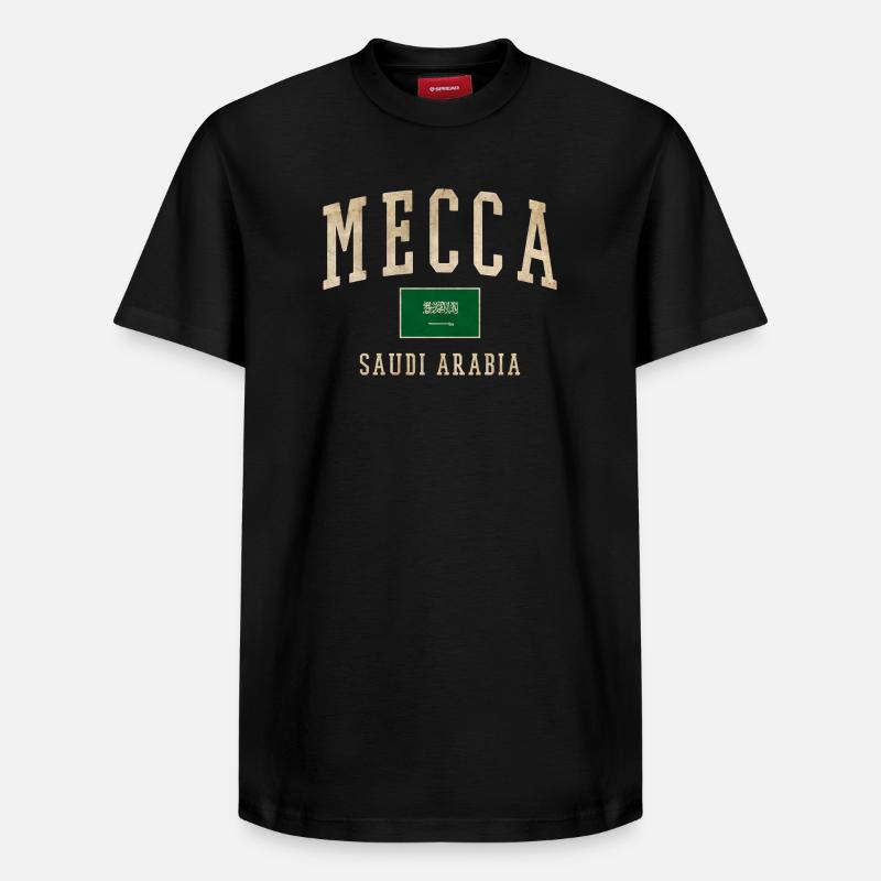 Mecca Saudisches Retro-Emblem - Relaxed Unisex Supima Cotton T-Shirt – von SPREAD - Schwarz