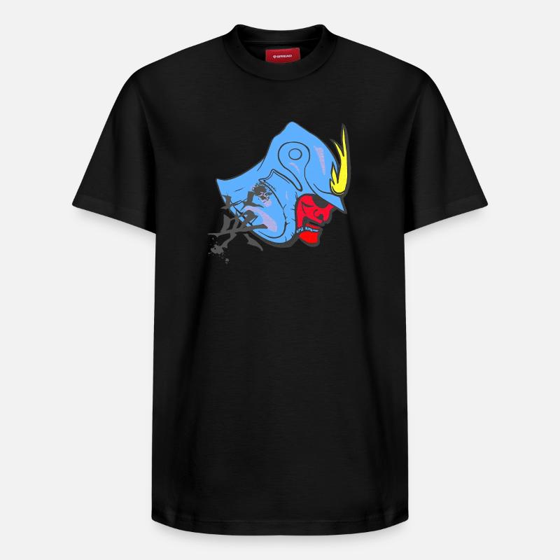 kanjizeichen „Mut“, Samureihelm - Relaxed Unisex Supima Cotton T-Shirt – von SPREAD - Schwarz