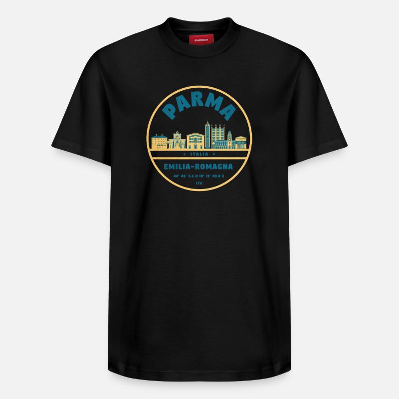 Emilia Romagna Stadtlandschaft - Relaxed Unisex Supima Cotton T-Shirt – von SPREAD - Schwarz