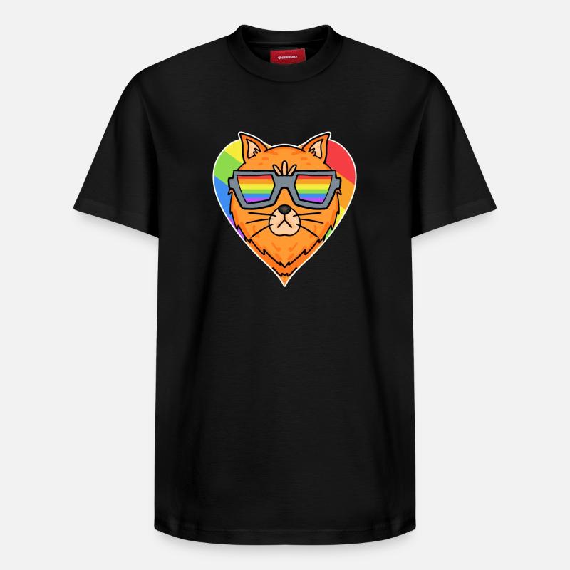 Arc-en-ciel - Chat - T-shirt unisexe décontracté en coton Supima – de SPREAD - noir