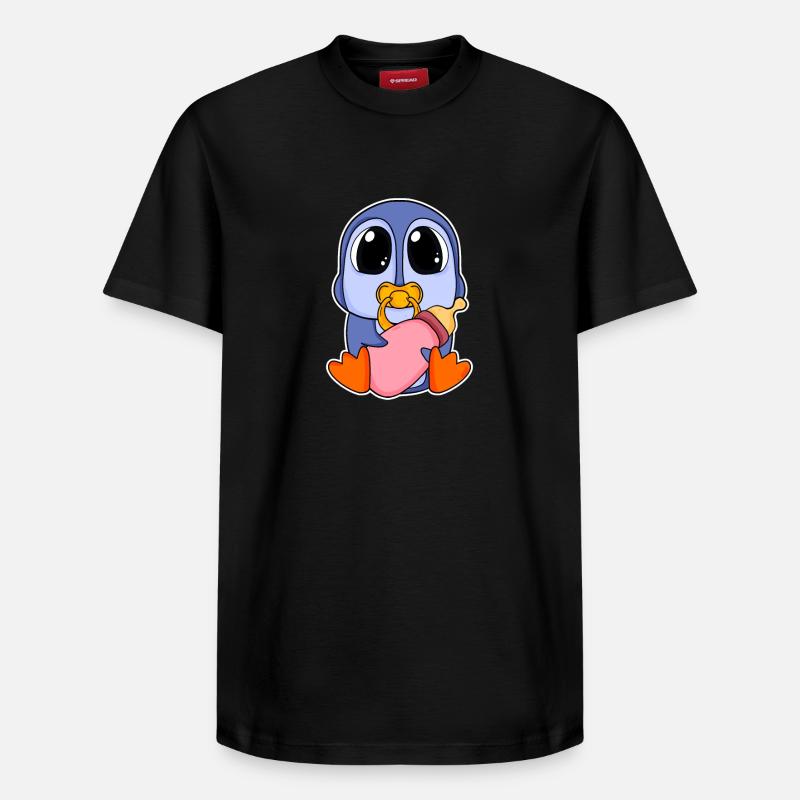 Motif Bébé Pingouin - T-shirt unisexe décontracté en coton Supima – de SPREAD - noir