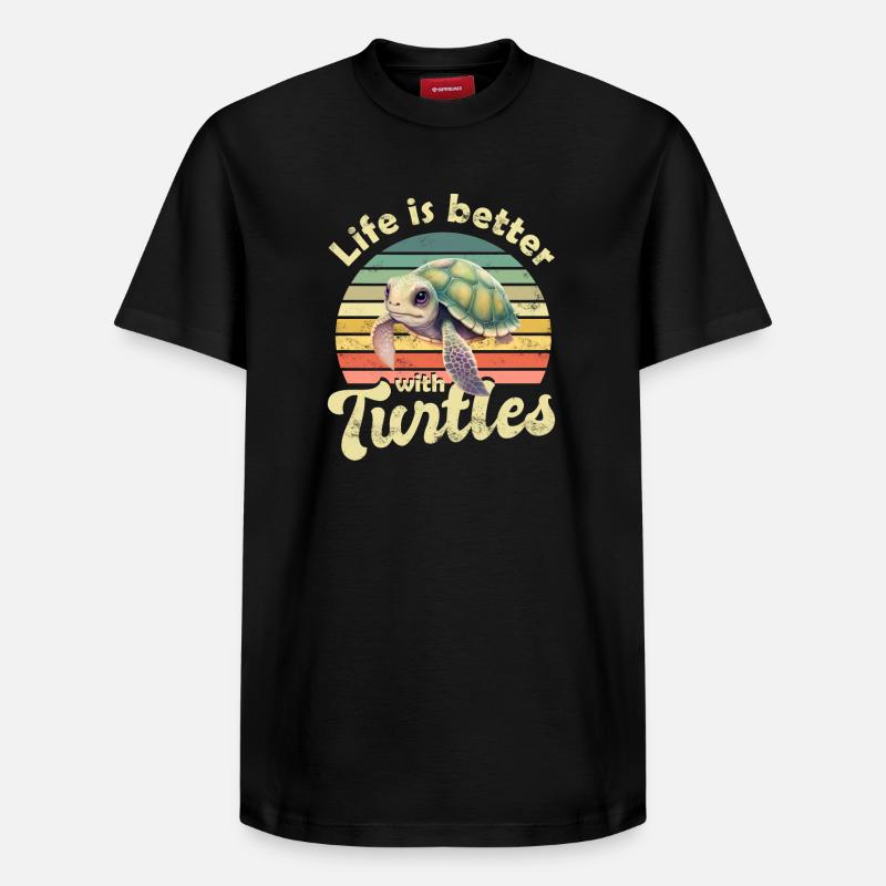 Tortue de mer - T-shirt unisexe décontracté en coton Supima – de SPREAD - noir