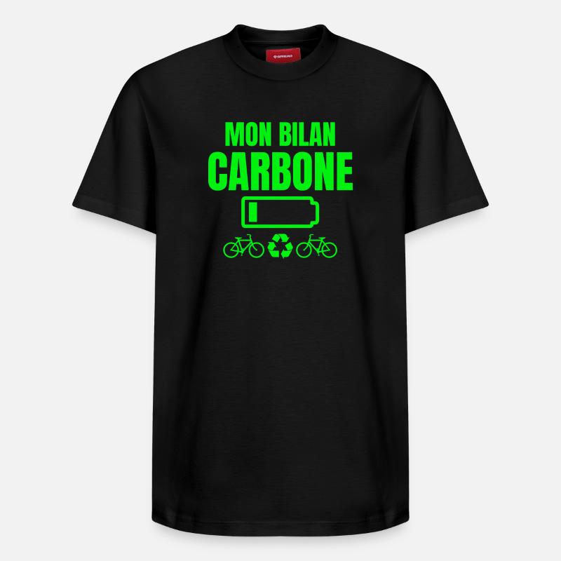 bilan carbone, écologie, écologiste - T-shirt unisexe décontracté en coton Supima – de SPREAD - noir
