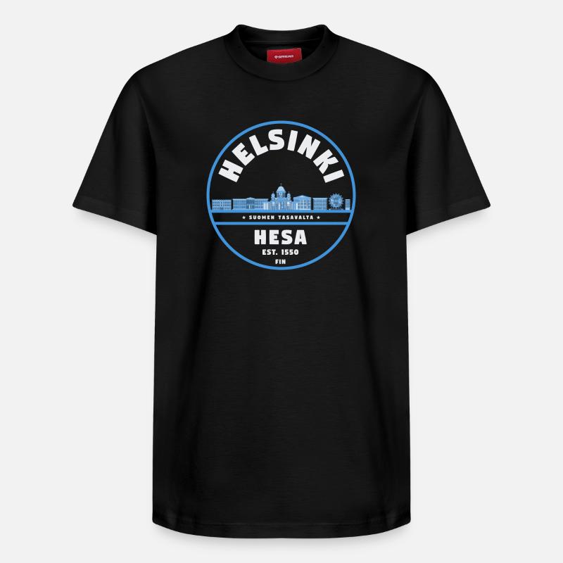 Badge Helsinki Finlande Skyline - T-shirt unisexe décontracté en coton Supima – de SPREAD - noir