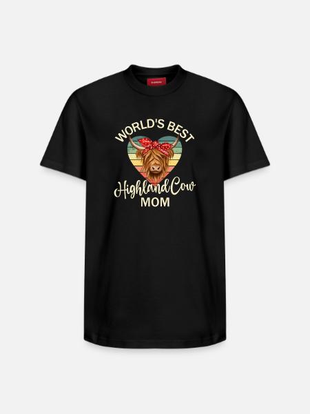 Scottish Highland cattle cow - Relaxed Unisex Supima Cotton T-Shirt – by SPREAD - black