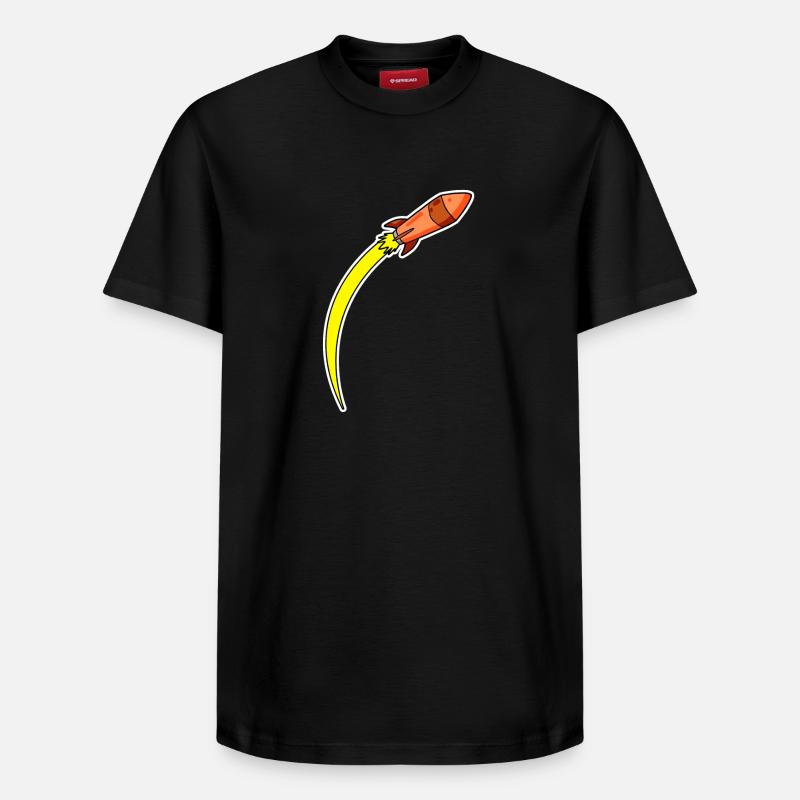 Rakete Orange - Relaxed Unisex Supima Cotton T-Shirt – von SPREAD - Schwarz