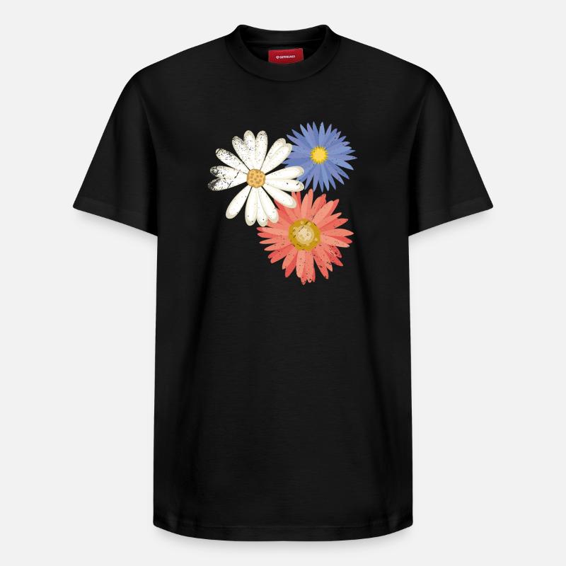 3 fleurs - T-shirt unisexe décontracté en coton Supima – de SPREAD - noir