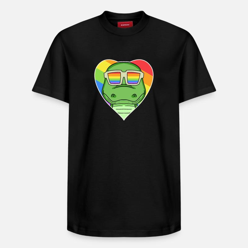 Regenbogen - Krokodil mit Brille - Relaxed Unisex Supima Cotton T-Shirt – von SPREAD - Schwarz