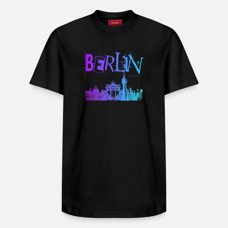 Berlin Skyline Panorama - T-shirt unisexe décontracté en coton Supima – de SPREAD - noir