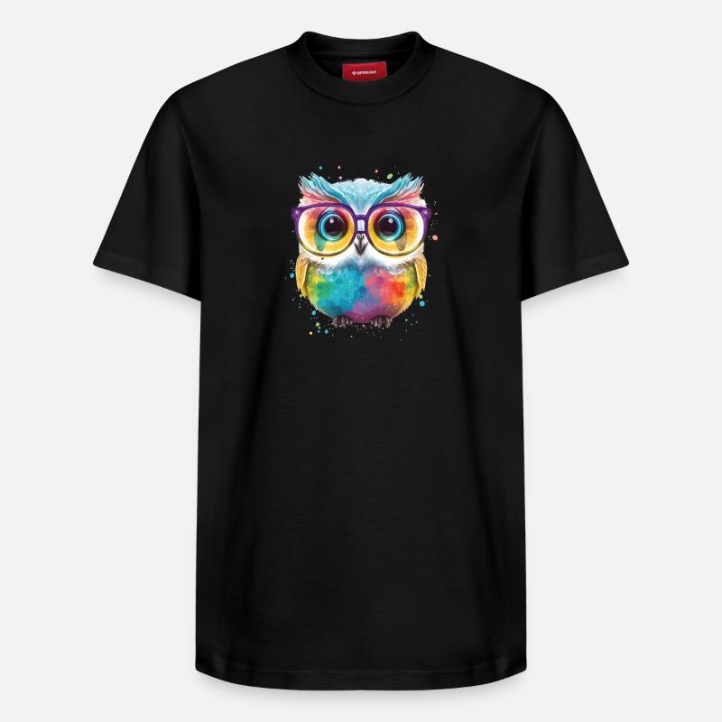 Bunte Brillen Eule - Relaxed Unisex Supima Cotton T-Shirt – von SPREAD - Schwarz