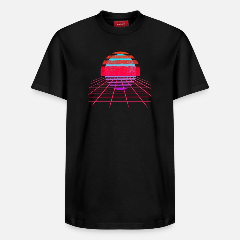 Retro Wave Sunset Vaporwave - Relaxed Unisex Supima Cotton T-Shirt – von SPREAD - Schwarz