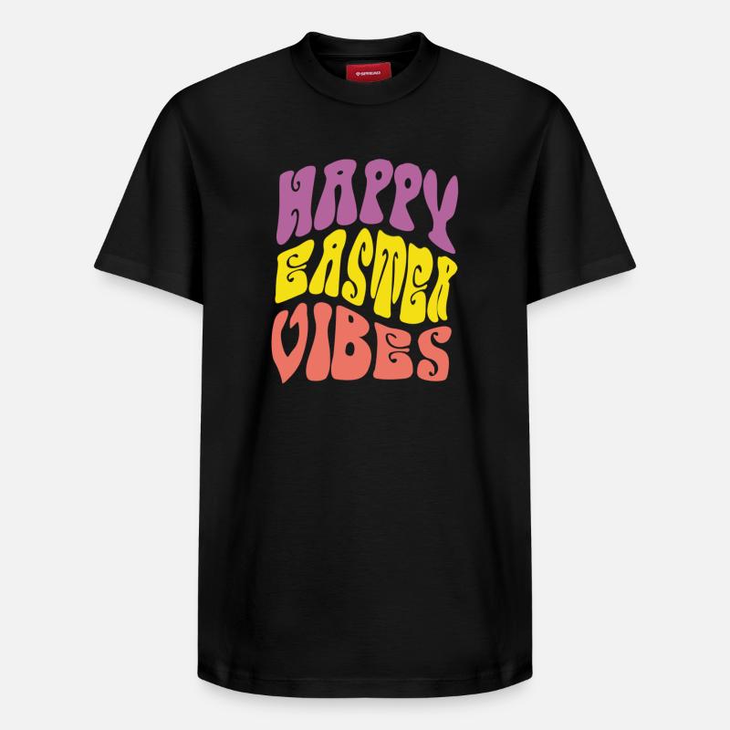 Joyeuses vibrations de Pâques - T-shirt unisexe décontracté en coton Supima – de SPREAD - noir