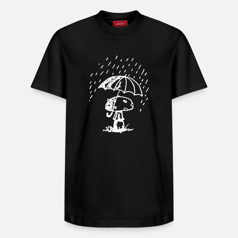 Champignon sous la pluie - T-shirt unisexe décontracté en coton Supima – de SPREAD - noir