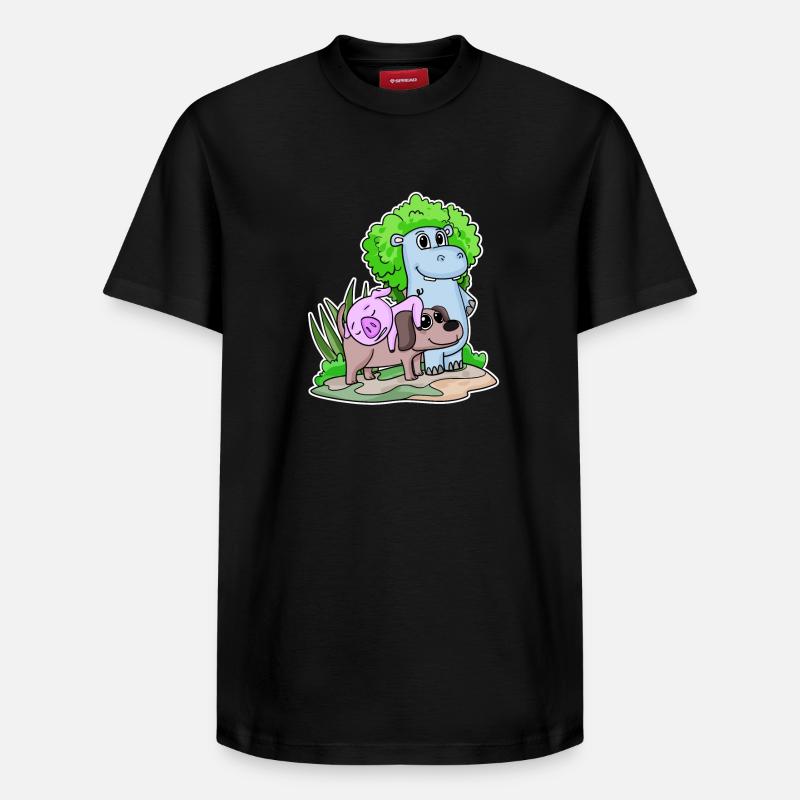 Animaux mignons - T-shirt unisexe décontracté en coton Supima – de SPREAD - noir
