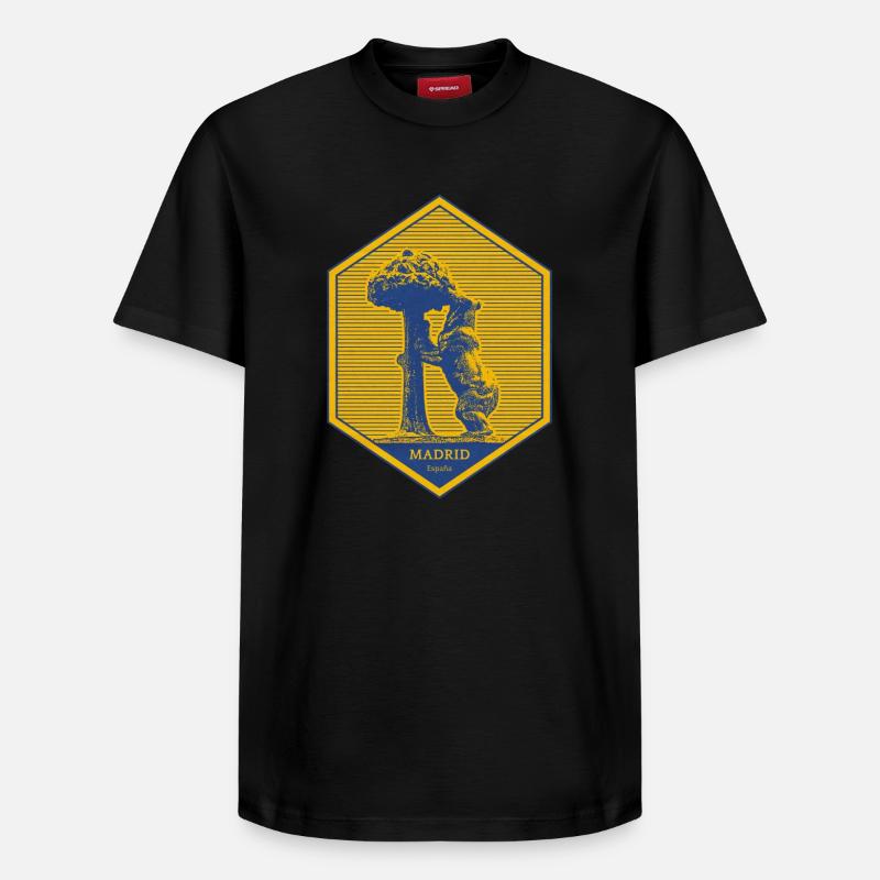 Madrid Emblem mit Bär und Baum - Relaxed Unisex Supima Cotton T-Shirt – von SPREAD - Schwarz