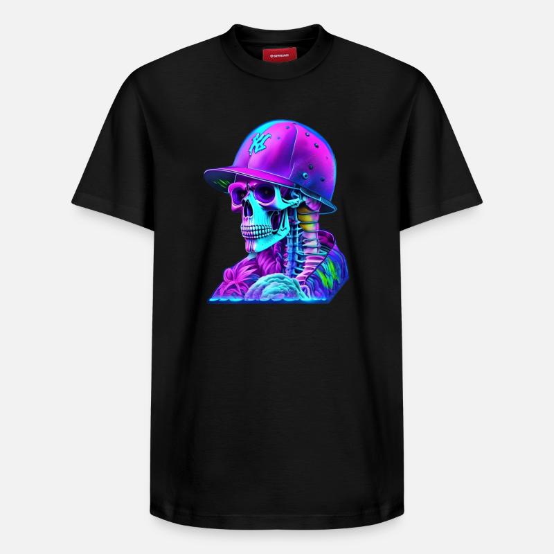 Squelette avec casquette - T-shirt unisexe décontracté en coton Supima – de SPREAD - noir
