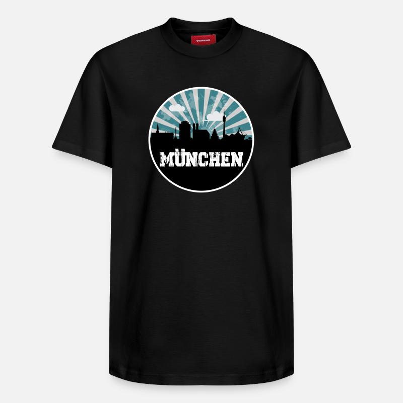 L’heure bleue de Munich Skyline - T-shirt unisexe décontracté en coton Supima – de SPREAD - noir