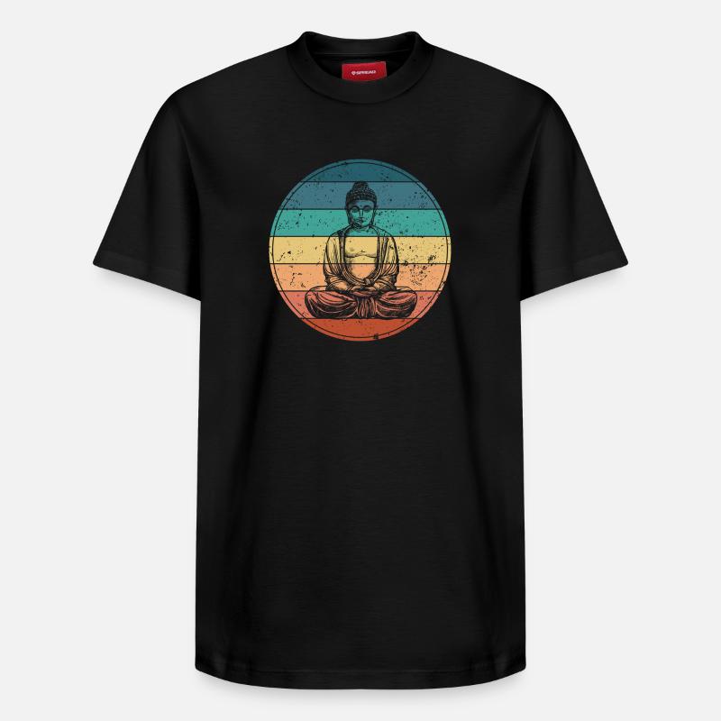 Buddha en Méditation Arc-en-Ciel - T-shirt unisexe décontracté en coton Supima – de SPREAD - noir
