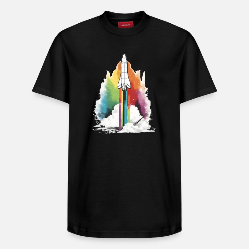 Fusée arc-en-ciel - T-shirt unisexe décontracté en coton Supima – de SPREAD - noir