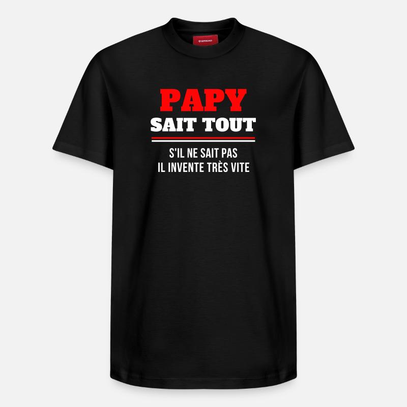 grand-père, papy, super papy - T-shirt unisexe décontracté en coton Supima – de SPREAD - noir