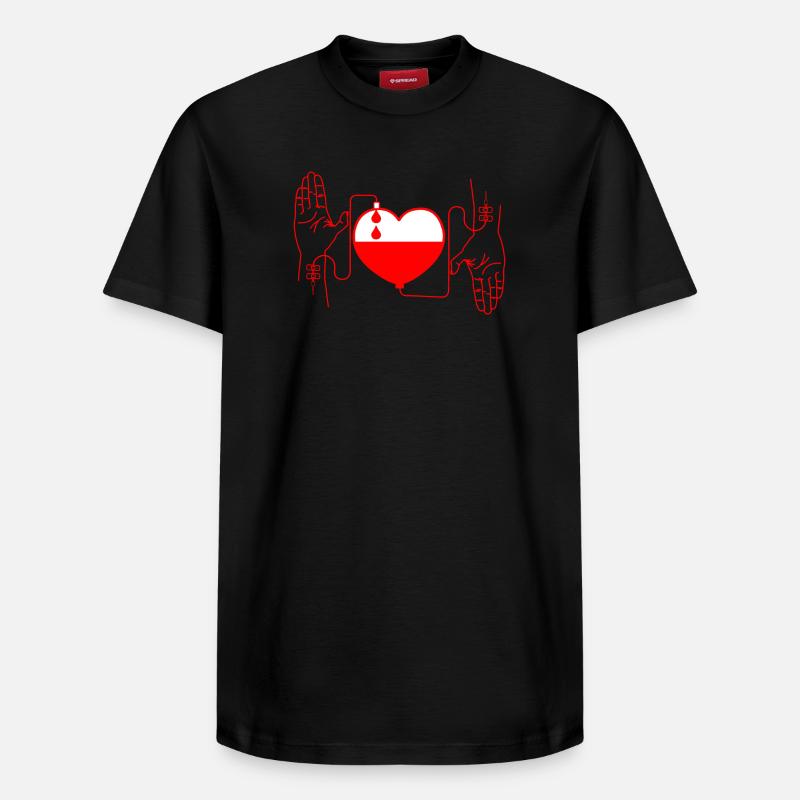 Blutspendendes Rot - Relaxed Unisex Supima Cotton T-Shirt – von SPREAD - Schwarz