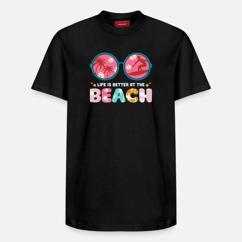 vacances d'été, summer, hello summer - T-shirt unisexe décontracté en coton Supima – de SPREAD - noir