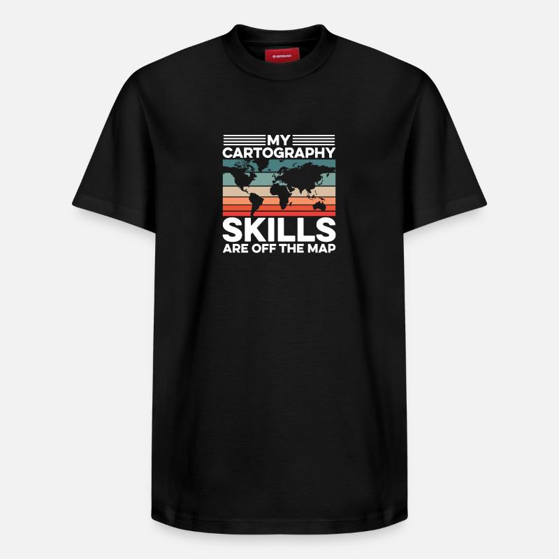 Conception cartographique - T-shirt unisexe décontracté en coton Supima – de SPREAD - noir