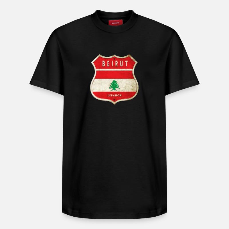 Beirut Libanon Wappen Flaggen Design - Relaxed Unisex Supima Cotton T-Shirt – von SPREAD - Schwarz