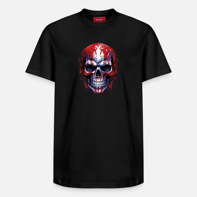 Flaggen Skull Grafik - Relaxed Unisex Supima Cotton T-Shirt – von SPREAD - Schwarz