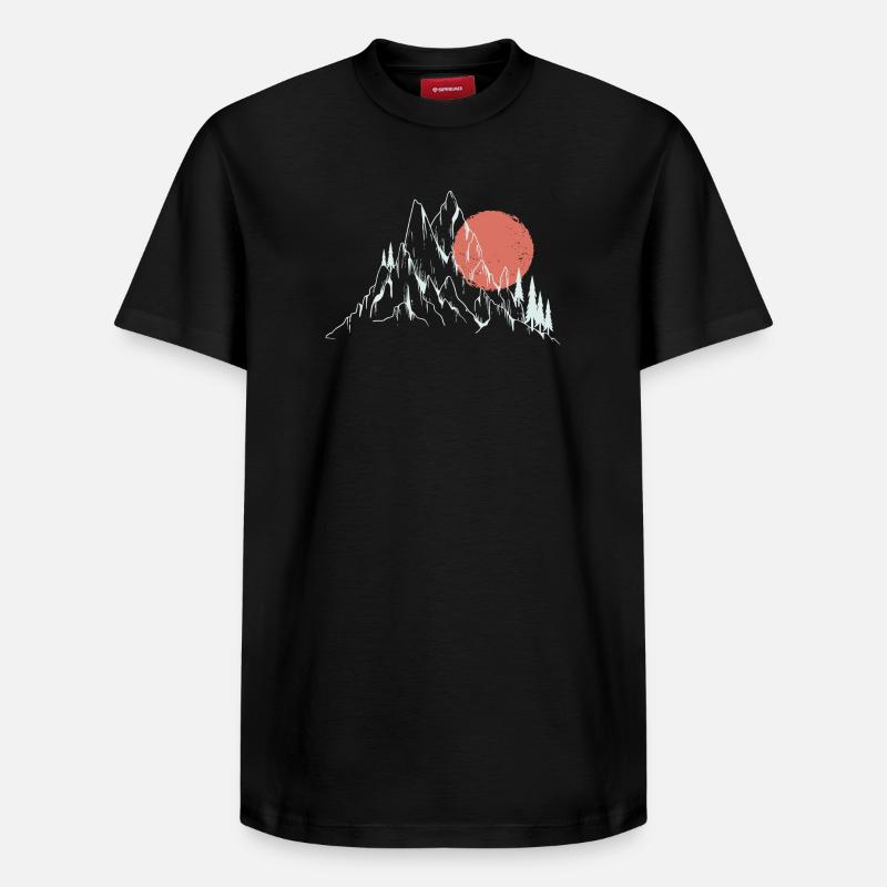 Soleil pourpre sur les sommets alpins - T-shirt unisexe décontracté en coton Supima – de SPREAD - noir
