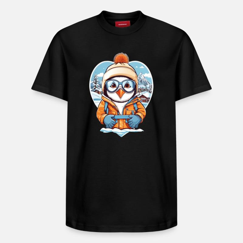 Pingouin mignon - T-shirt unisexe décontracté en coton Supima – de SPREAD - noir