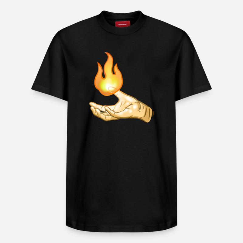 Flamme au-dessus de la main - T-shirt unisexe décontracté en coton Supima – de SPREAD - noir