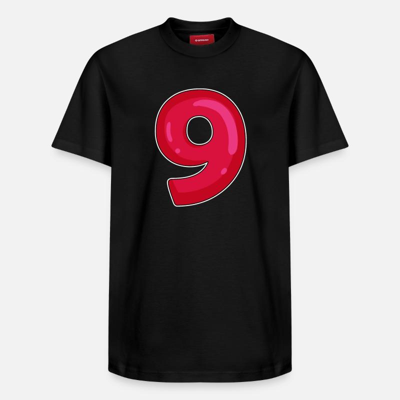 NEUF - 9 - Chiffre rouge - T-shirt unisexe décontracté en coton Supima – de SPREAD - noir