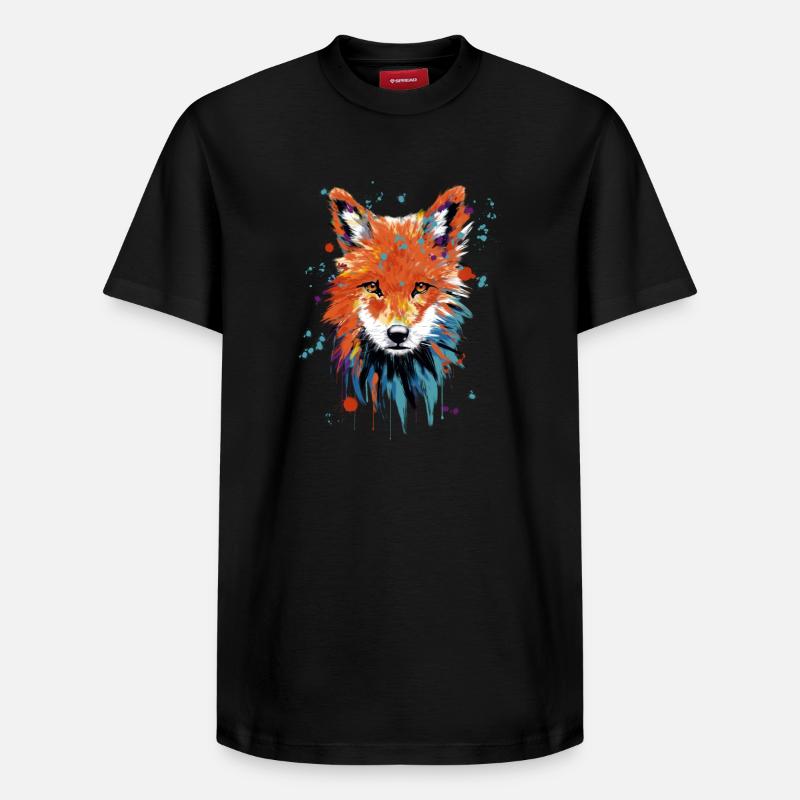 Aquarelle de renard - T-shirt unisexe décontracté en coton Supima – de SPREAD - noir